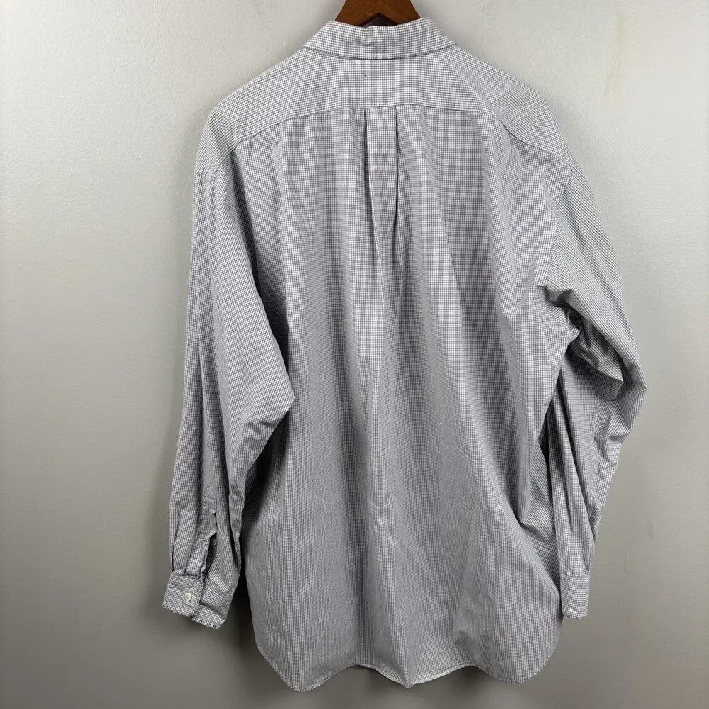 Ralph Lauren Men XL Shirt button long sleeve Blue White Check Blaire Navy Pony